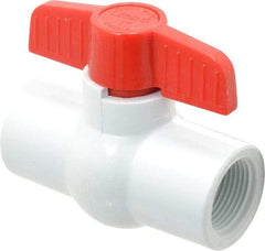 Legend Valve - 1" Pipe, Full Port, PVC Miniature Ball Valve - Inline - One Way Flow, FNPT x FNPT Ends, Tee Handle, 150 WOG - Americas Industrial Supply