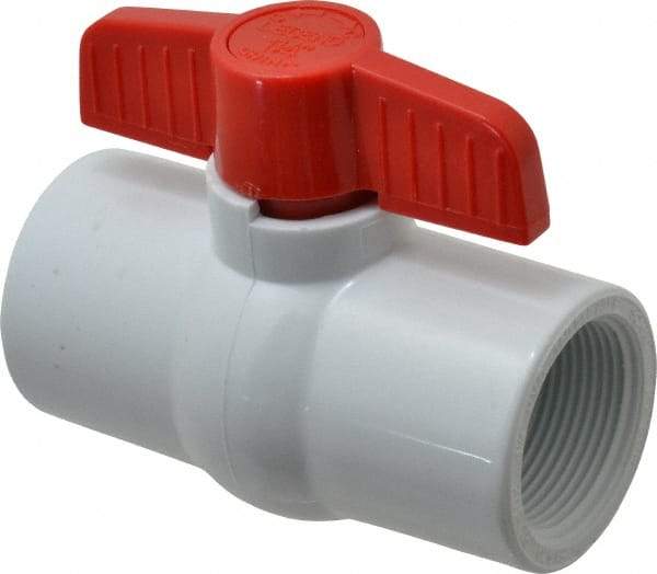 Legend Valve - 1-1/4" Pipe, Full Port, PVC Miniature Ball Valve - Inline - One Way Flow, FNPT x FNPT Ends, Tee Handle, 150 WOG - Americas Industrial Supply