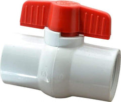Legend Valve - 1-1/2" Pipe, Full Port, PVC Miniature Ball Valve - Inline - One Way Flow, FNPT x FNPT Ends, Tee Handle, 150 WOG - Americas Industrial Supply