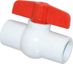 Legend Valve - 3/4" Pipe, Full Port, PVC Miniature Ball Valve - Inline - One Way Flow, Solvent x Solvent Ends, Tee Handle, 150 WOG - Americas Industrial Supply