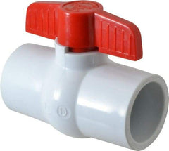 Legend Valve - 1-1/4" Pipe, Full Port, PVC Miniature Ball Valve - Inline - One Way Flow, Solvent x Solvent Ends, Tee Handle, 150 WOG - Americas Industrial Supply
