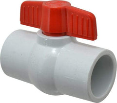 Legend Valve - 1-1/2" Pipe, Full Port, PVC Miniature Ball Valve - Inline - One Way Flow, Solvent x Solvent Ends, Tee Handle, 150 WOG - Americas Industrial Supply