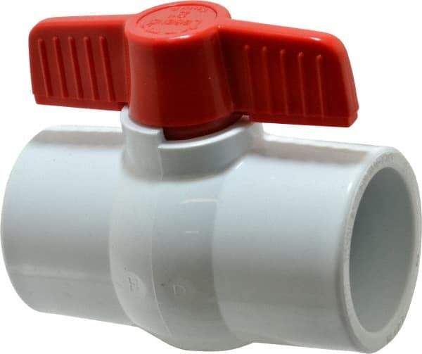 Legend Valve - 2" Pipe, Full Port, PVC Miniature Ball Valve - Inline - One Way Flow, Solvent x Solvent Ends, Tee Handle, 150 WOG - Americas Industrial Supply