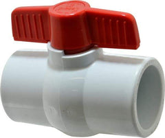 Legend Valve - 2" Pipe, Full Port, PVC Miniature Ball Valve - Inline - One Way Flow, Solvent x Solvent Ends, Tee Handle, 150 WOG - Americas Industrial Supply