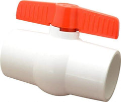 Legend Valve - 3" Pipe, Full Port, PVC Miniature Ball Valve - Inline - One Way Flow, Solvent x Solvent Ends, Tee Handle, 150 WOG - Americas Industrial Supply