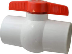 Legend Valve - 4" Pipe, Full Port, PVC Miniature Ball Valve - Inline - One Way Flow, Solvent x Solvent Ends, Tee Handle, 150 WOG - Americas Industrial Supply