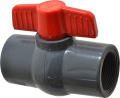 Legend Valve - 1-1/2" Pipe, Full Port, PVC Miniature Ball Valve - Inline - One Way Flow, FNPT x FNPT Ends, Tee Handle, 150 WOG - Americas Industrial Supply
