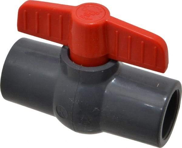 Legend Valve - 3/4" Pipe, Full Port, PVC Miniature Ball Valve - Inline - One Way Flow, Solvent x Solvent Ends, Tee Handle, 150 WOG - Americas Industrial Supply