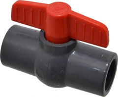 Legend Valve - 3/4" Pipe, Full Port, PVC Miniature Ball Valve - Inline - One Way Flow, Solvent x Solvent Ends, Tee Handle, 150 WOG - Americas Industrial Supply