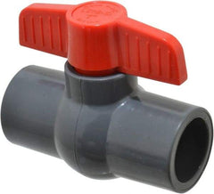 Legend Valve - 1" Pipe, Full Port, PVC Miniature Ball Valve - Inline - One Way Flow, Solvent x Solvent Ends, Tee Handle, 150 WOG - Americas Industrial Supply