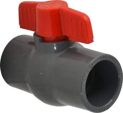 Legend Valve - 1-1/2" Pipe, Full Port, PVC Miniature Ball Valve - Inline - One Way Flow, Solvent x Solvent Ends, Tee Handle, 150 WOG - Americas Industrial Supply