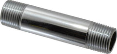 Merit Brass - 3-1/2" Long, 1/2" Pipe Threaded Brass Pipe Nipple - NPT Thread, Chrome Plated Red Brass - Americas Industrial Supply