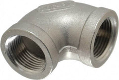 Merit Brass - 3/4" Grade 304 Stainless Steel Pipe 90° Elbow - FNPT x FNPT End Connections, 150 psi - Americas Industrial Supply