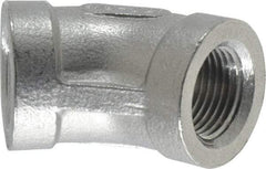 Merit Brass - 3/8" Grade 304 Stainless Steel Pipe 45° Elbow - FNPT x FNPT End Connections, 150 psi - Americas Industrial Supply