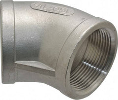 Merit Brass - 1-1/2" Grade 304 Stainless Steel Pipe 45° Elbow - FNPT x FNPT End Connections, 150 psi - Americas Industrial Supply