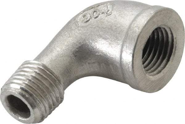Merit Brass - 1/4" Grade 304 Stainless Steel Pipe 90° Street Elbow - FNPT x MNPT End Connections, 150 psi - Americas Industrial Supply