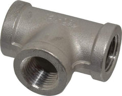 Merit Brass - 1/2" Grade 304 Stainless Steel Pipe Tee - FNPT x FNPT x FNPT End Connections, 150 psi - Americas Industrial Supply