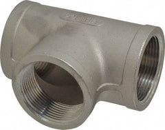 Merit Brass - 1-1/2" Grade 304 Stainless Steel Pipe Tee - FNPT x FNPT x FNPT End Connections, 150 psi - Americas Industrial Supply