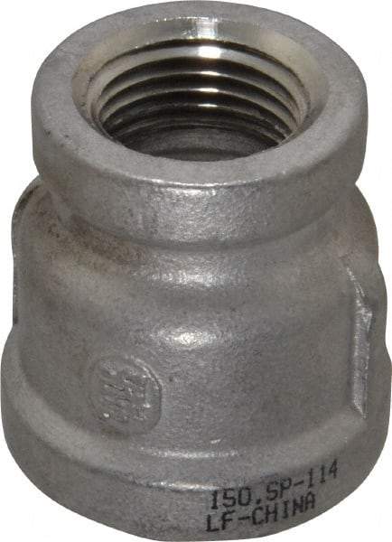 Merit Brass - 3/4 x 1/2" Grade 304 Stainless Steel Pipe Reducer Coupling - FNPT x FNPT End Connections, 150 psi - Americas Industrial Supply