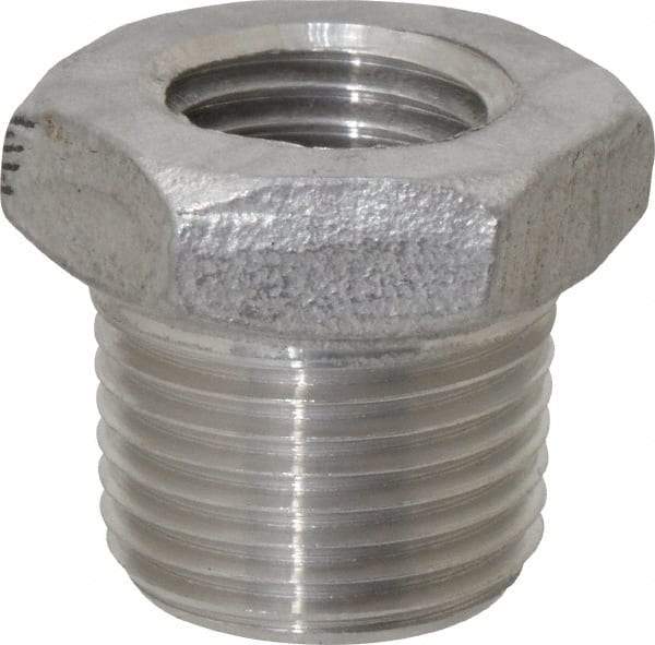 Value Collection - 3/8 x 1/4" Grade 304 Stainless Steel Pipe Hex Bushing - MNPT x FNPT End Connections, 150 psi - Americas Industrial Supply