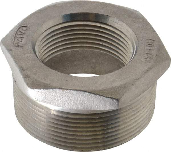 Value Collection - 2 x 1-1/4" Grade 304 Stainless Steel Pipe Hex Bushing - MNPT x FNPT End Connections, 150 psi - Americas Industrial Supply