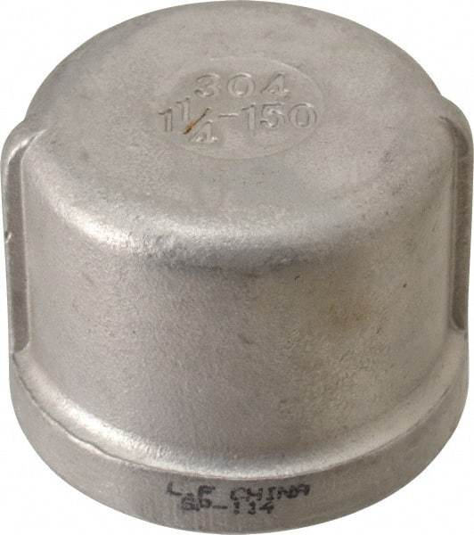 Value Collection - 1-1/4" Grade 304 Stainless Steel Pipe End Cap - FNPT End Connections, 150 psi - Americas Industrial Supply
