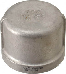 Value Collection - 1-1/4" Grade 304 Stainless Steel Pipe End Cap - FNPT End Connections, 150 psi - Americas Industrial Supply