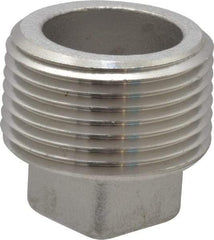 Merit Brass - 1" Grade 304 Stainless Steel Pipe Square Head Plug - MNPT End Connections, 150 psi - Americas Industrial Supply
