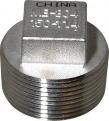 Merit Brass - 1-1/4" Grade 304 Stainless Steel Pipe Square Head Plug - MNPT End Connections, 150 psi - Americas Industrial Supply