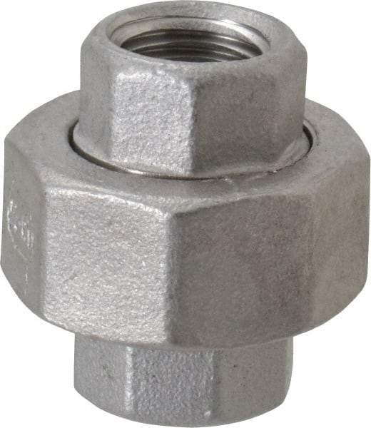 Merit Brass - 1/4" Grade 304 Stainless Steel Pipe Union - FNPT x FNPT End Connections, 150 psi - Americas Industrial Supply