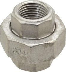 Merit Brass - 1/2" Grade 304 Stainless Steel Pipe Union - FNPT x FNPT End Connections, 150 psi - Americas Industrial Supply
