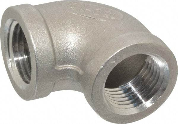 Merit Brass - 1/2" Grade 316 Stainless Steel Pipe 90° Elbow - FNPT x FNPT End Connections, 150 psi - Americas Industrial Supply