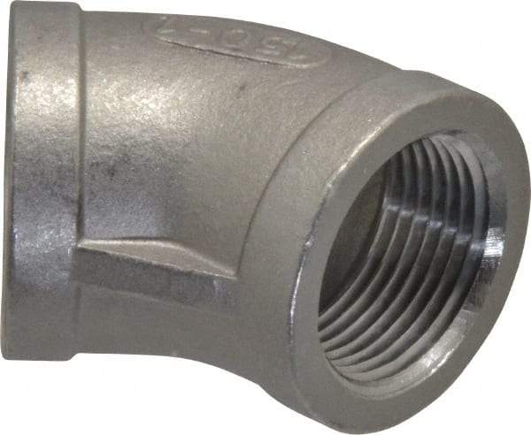 Merit Brass - 1" Grade 316 Stainless Steel Pipe 45° Elbow - FNPT x FNPT End Connections, 150 psi - Americas Industrial Supply