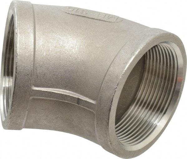 Merit Brass - 2" Grade 316 Stainless Steel Pipe 45° Elbow - FNPT x FNPT End Connections, 150 psi - Americas Industrial Supply