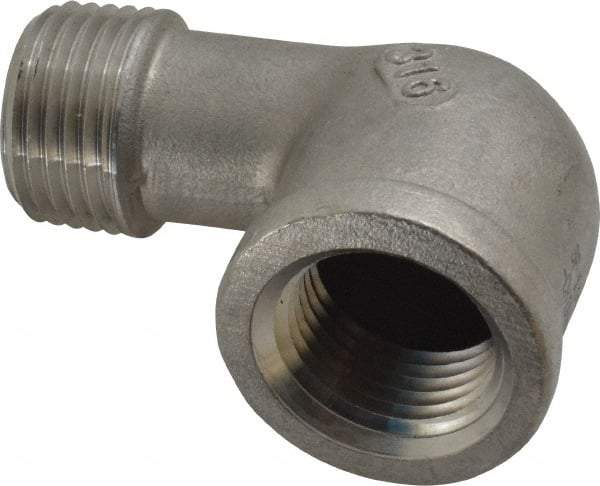 Merit Brass - 1/2" Grade 316 Stainless Steel Pipe 90° Street Elbow - FNPT x MNPT End Connections, 150 psi - Americas Industrial Supply
