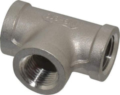 Merit Brass - 1/2" Grade 316 Stainless Steel Pipe Tee - FNPT x FNPT x FNPT End Connections, 150 psi - Americas Industrial Supply