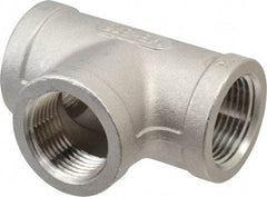 Merit Brass - 3/4" Grade 316 Stainless Steel Pipe Tee - FNPT x FNPT x FNPT End Connections, 150 psi - Americas Industrial Supply