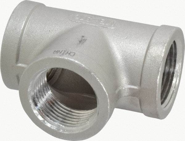 Merit Brass - 1" Grade 316 Stainless Steel Pipe Tee - FNPT x FNPT x FNPT End Connections, 150 psi - Americas Industrial Supply