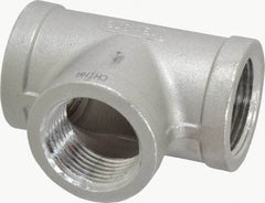 Merit Brass - 1" Grade 316 Stainless Steel Pipe Tee - FNPT x FNPT x FNPT End Connections, 150 psi - Americas Industrial Supply