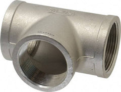 Merit Brass - 1-1/2" Grade 316 Stainless Steel Pipe Tee - FNPT x FNPT x FNPT End Connections, 150 psi - Americas Industrial Supply