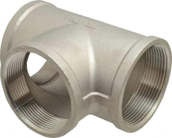 Merit Brass - 3" Grade 316 Stainless Steel Pipe Tee - FNPT x FNPT x FNPT End Connections, 150 psi - Americas Industrial Supply