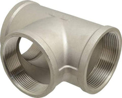 Merit Brass - 3" Grade 316 Stainless Steel Pipe Tee - FNPT x FNPT x FNPT End Connections, 150 psi - Americas Industrial Supply