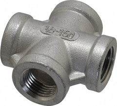 Merit Brass - 1/2" Grade 316 Stainless Steel Pipe Cross - FNPT End Connections, 150 psi - Americas Industrial Supply