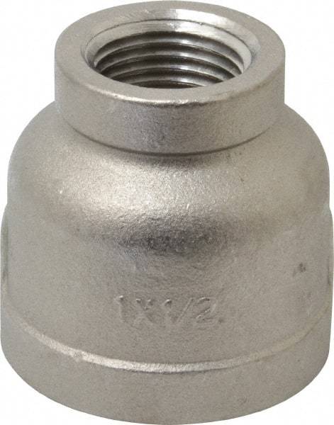 Merit Brass - 1 x 1/2" Grade 316 Stainless Steel Pipe Reducer Coupling - FNPT x FNPT End Connections, 150 psi - Americas Industrial Supply