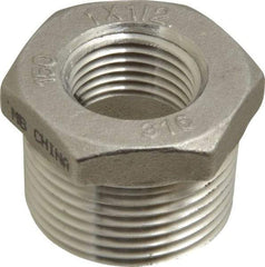 Merit Brass - 1 x 1/2" Grade 316 Stainless Steel Pipe Hex Bushing - MNPT x FNPT End Connections, 150 psi - Americas Industrial Supply