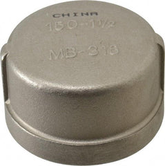 Merit Brass - 1-1/2" Grade 316 Stainless Steel Pipe End Cap - FNPT End Connections, 150 psi - Americas Industrial Supply