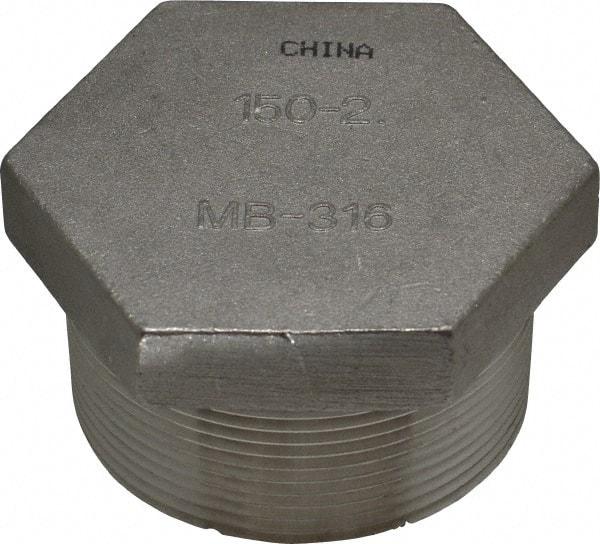 Merit Brass - 2" Grade 316 Stainless Steel Pipe Hex Head Plug - MNPT End Connections, 150 psi - Americas Industrial Supply