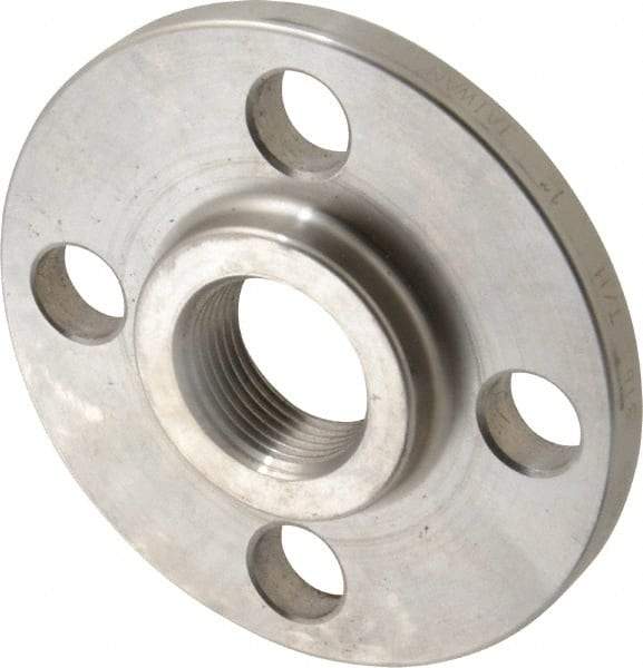 Merit Brass - 1" Pipe, 4-1/4" OD, Stainless Steel, Threaded Pipe Flange - 3-1/8" Across Bolt Hole Centers, 5/8" Bolt Hole, 150 psi, Grade 316 - Americas Industrial Supply