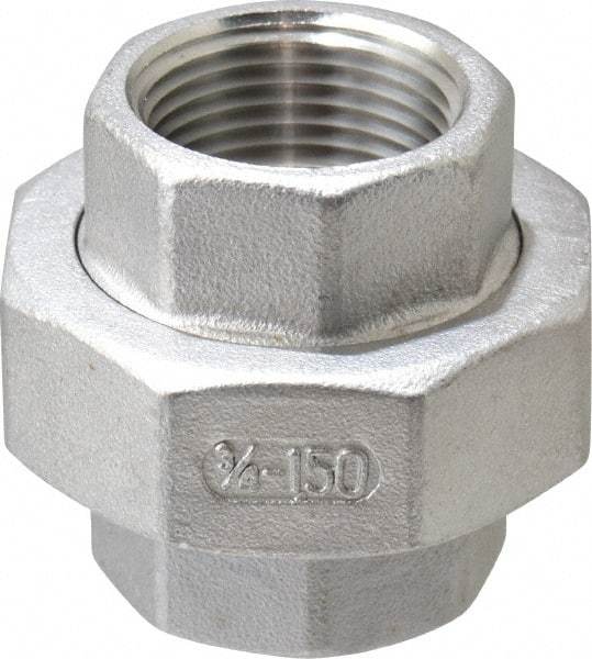Merit Brass - 3/4" Grade 316 Stainless Steel Pipe Union - FNPT x FNPT End Connections, 150 psi - Americas Industrial Supply