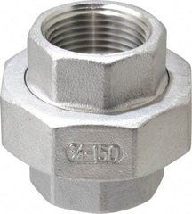 Merit Brass - 3/4" Grade 316 Stainless Steel Pipe Union - FNPT x FNPT End Connections, 150 psi - Americas Industrial Supply